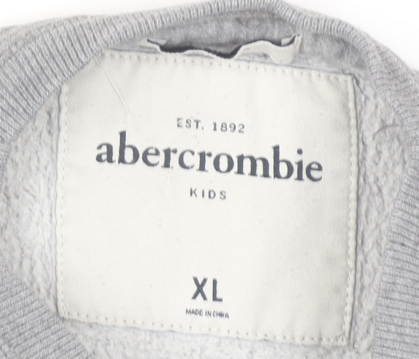Abercrombie Boys Grey XL Pullover Fleece Sweatshirt Logo Crew Neck