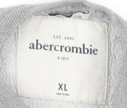 Abercrombie Boys Grey XL Pullover Fleece Sweatshirt Logo Crew Neck