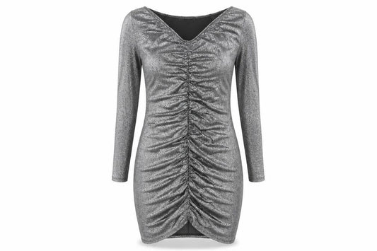 Missguided Women's Silver Off Shoulder Ruched Bodycon Party Dress UK 6