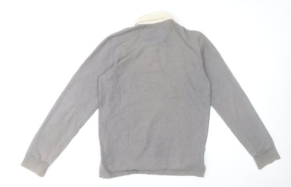 Superdry Men’s Grey Long Sleeve Rugby Polo Shirt Size M