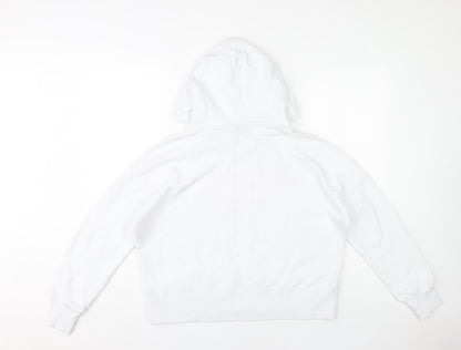 Superdry Womens White Hoodie UK 10 Pullover Sportswear Logo Cotton