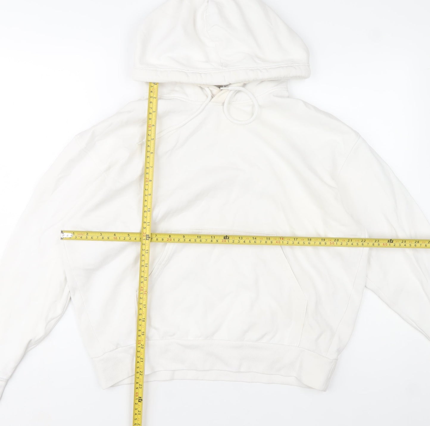 Weekday Women White XS Pullover Hoodie Cotton Blend Casual