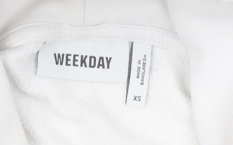 Weekday Women White XS Pullover Hoodie Cotton Blend Casual