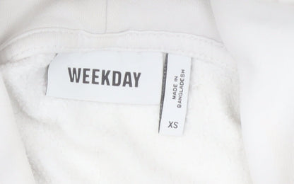 Weekday Women White XS Pullover Hoodie Cotton Blend Casual