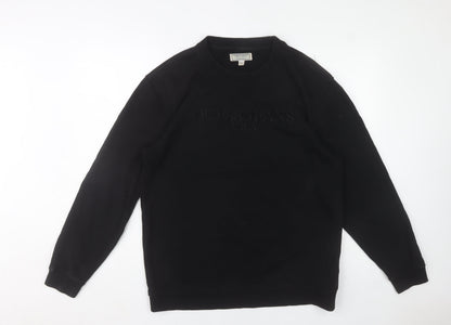 Guess Jeans Mens Black Embroidered Logo Sweatshirt Size L