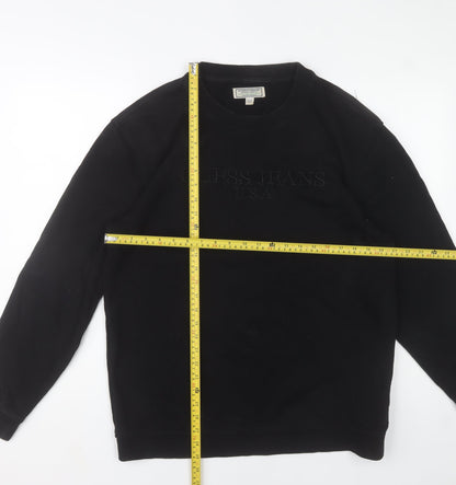 Guess Jeans Mens Black Embroidered Logo Sweatshirt Size L