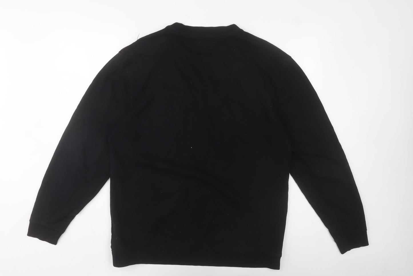 Guess Jeans Mens Black Embroidered Logo Sweatshirt Size L