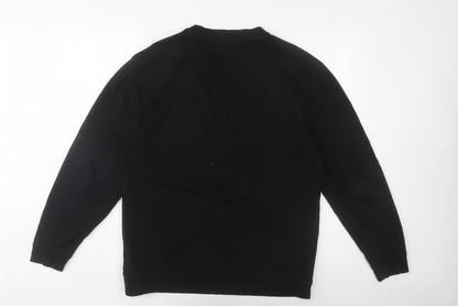 Guess Jeans Mens Black Embroidered Logo Sweatshirt Size L