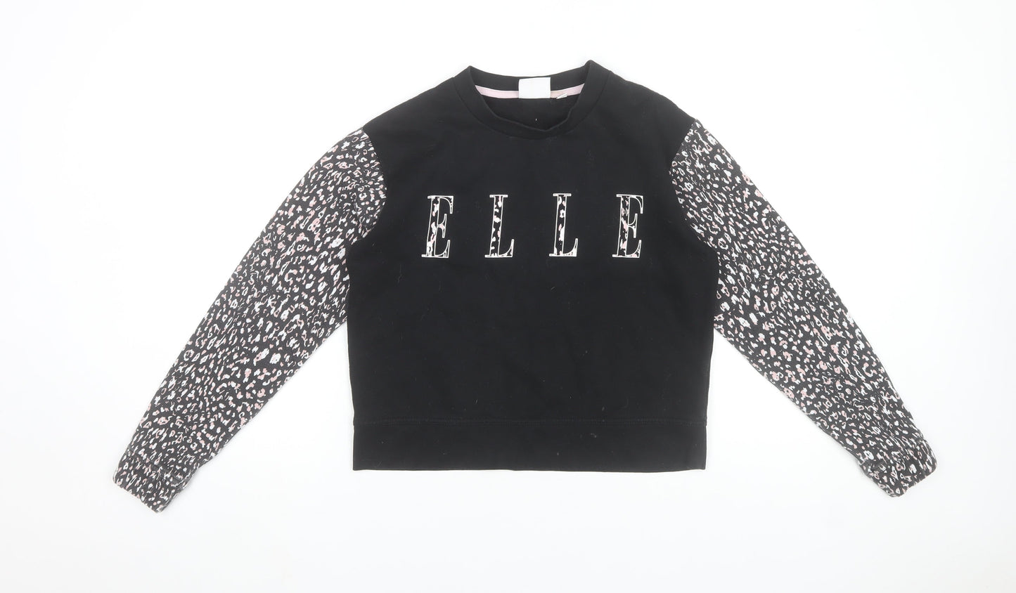 ELLE Junior Girls Black Animal Print Sleeve Sweatshirt 12-13 Years