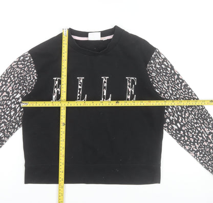 ELLE Junior Girls Black Animal Print Sleeve Sweatshirt 12-13 Years