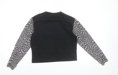 ELLE Junior Girls Black Animal Print Sleeve Sweatshirt 12-13 Years