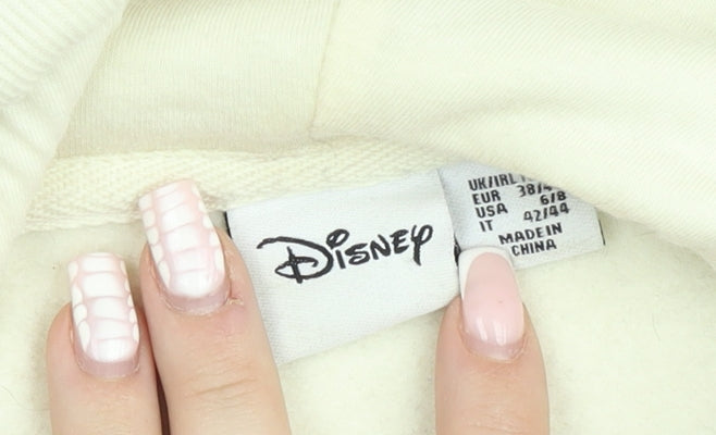 Disney Women Ivory Mickey Hoodie UK 10 Regular Fit Pullover