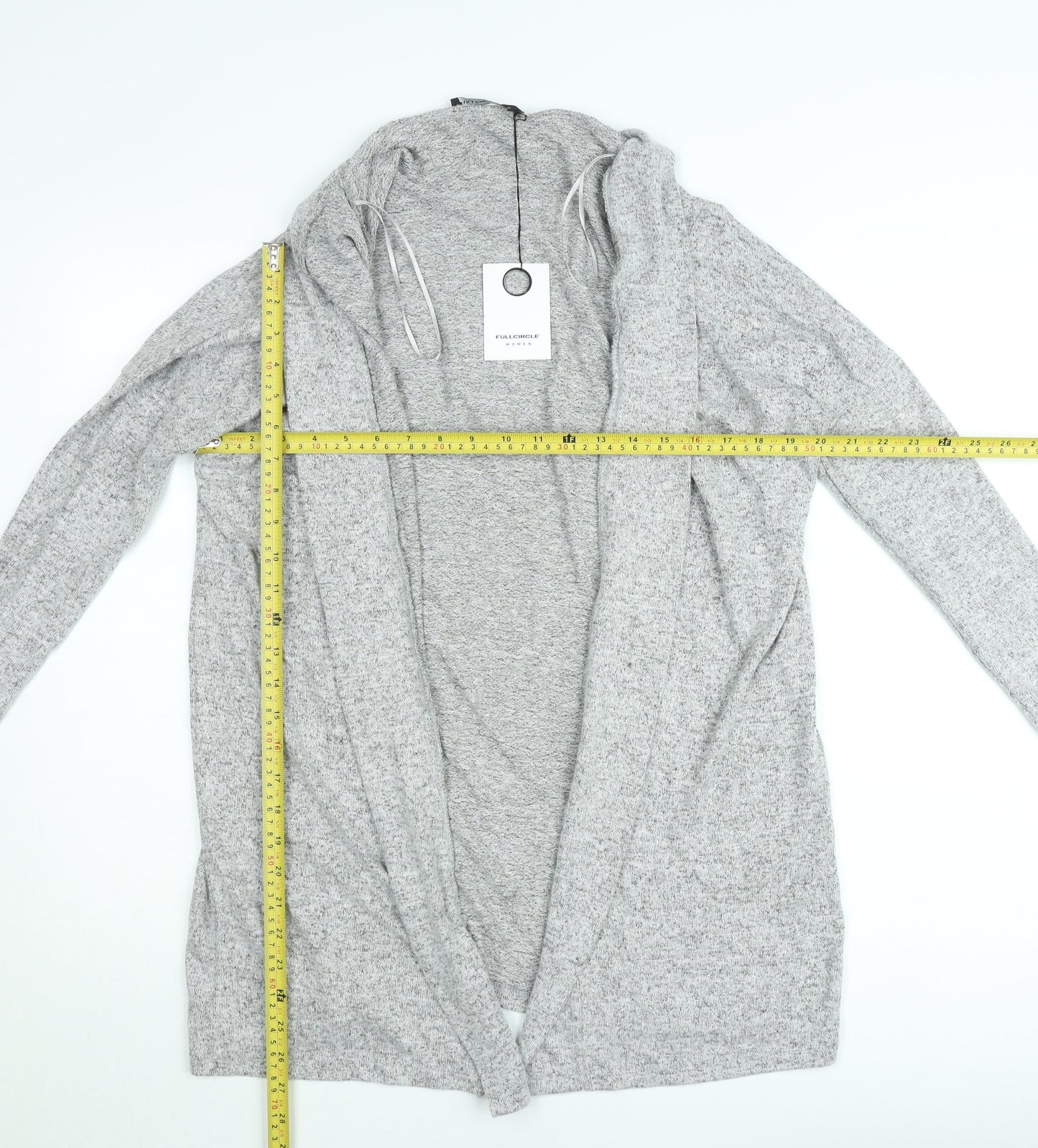 Fullcircle Women Grey Small Open Front Long Sleeve Cardigan