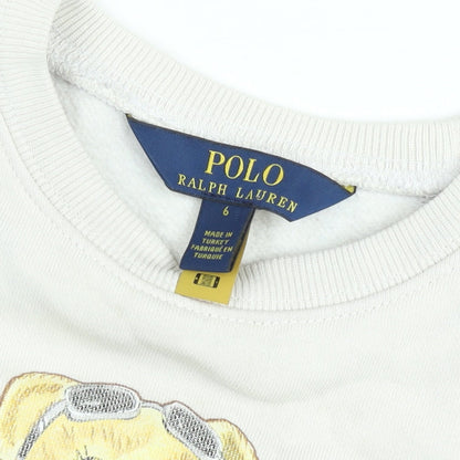 Polo Ralph Lauren Boys Beige Bear Graphic Jumper Size 6 Years Cotton Sweatshirt