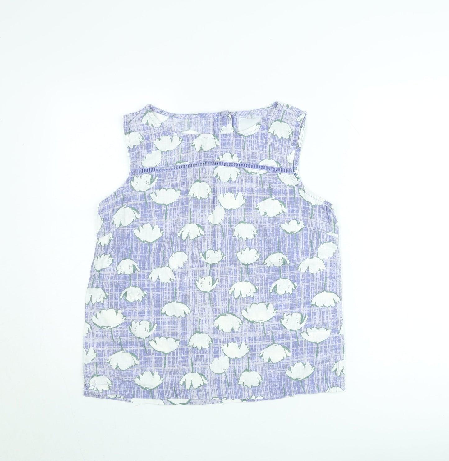Next Women’s Purple Floral Cotton Sleeveless Tunic Blouse Size 10
