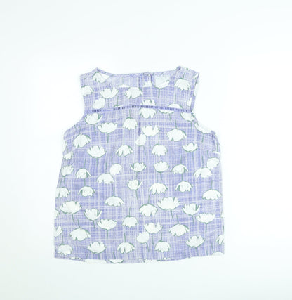 Next Women’s Purple Floral Cotton Sleeveless Tunic Blouse Size 10