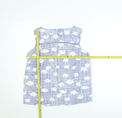 Next Women’s Purple Floral Cotton Sleeveless Tunic Blouse Size 10
