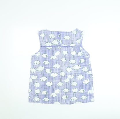 Next Women’s Purple Floral Cotton Sleeveless Tunic Blouse Size 10