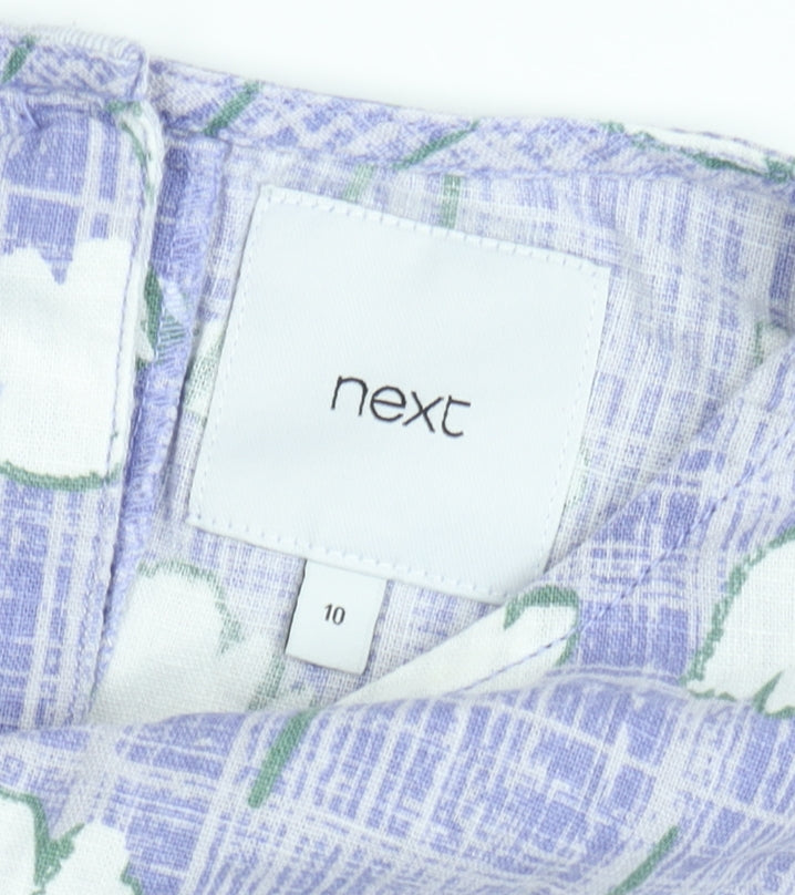 Next Women’s Purple Floral Cotton Sleeveless Tunic Blouse Size 10