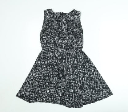 Benetton Women Black Geometric A-Line Knee Length Dress Size M