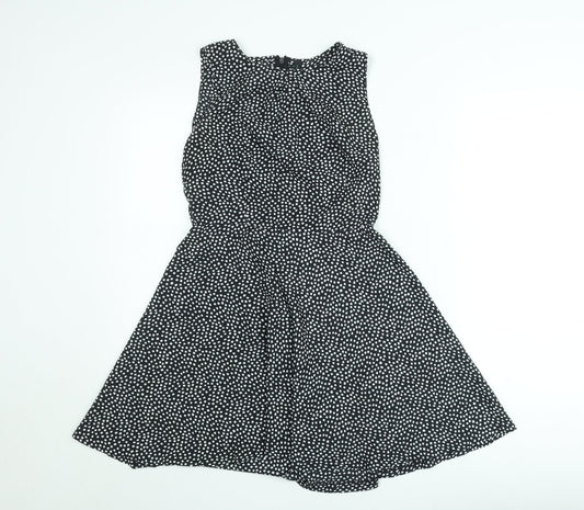 Benetton Women Black Geometric A-Line Knee Length Dress Size M