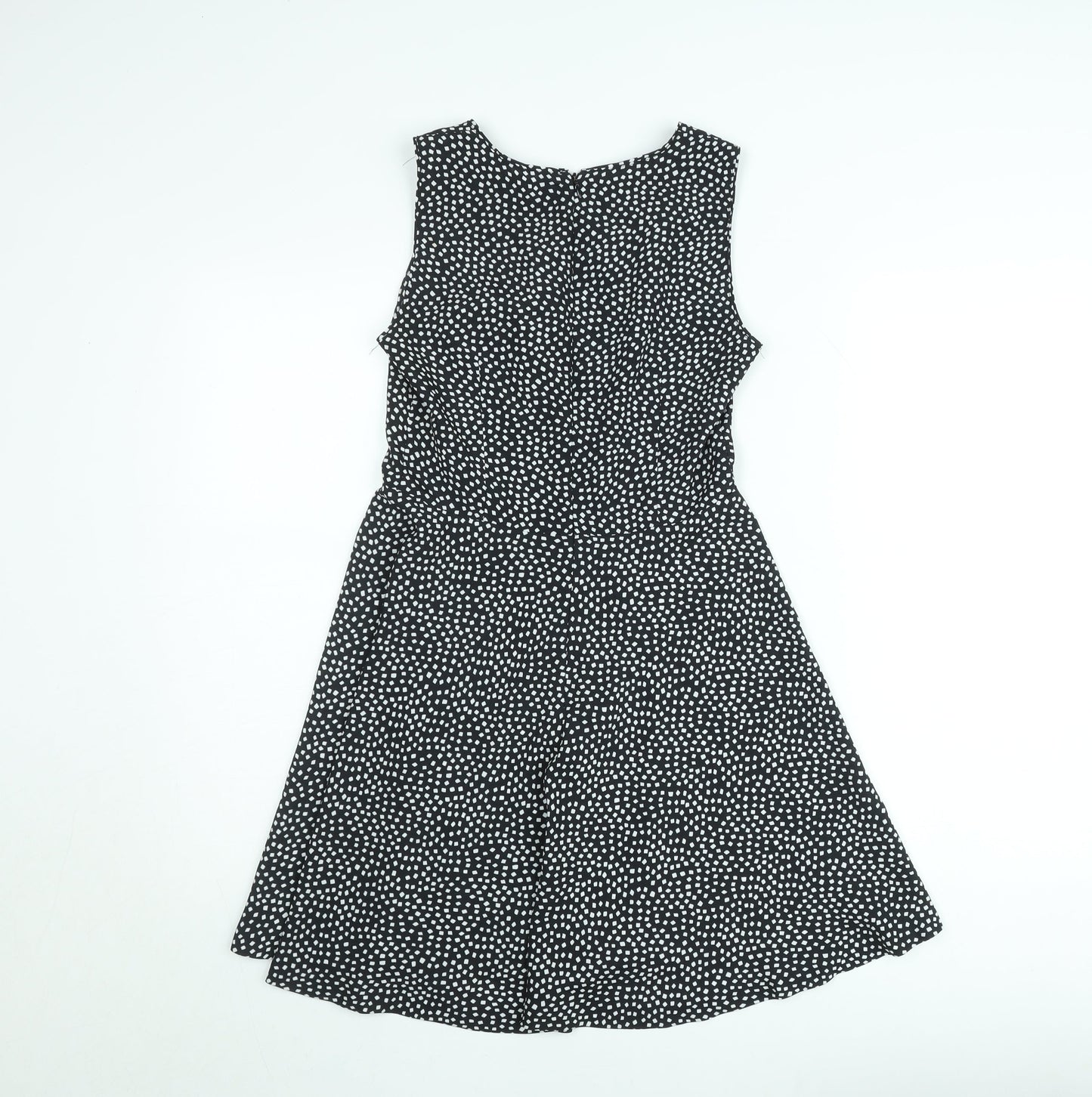 Benetton Women Black Geometric A-Line Knee Length Dress Size M