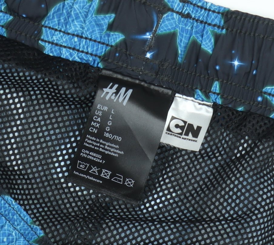 H&M Mens Blue Cartoon Network Swim Shorts L Quick Dry