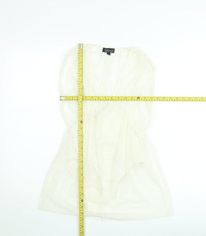 Topshop Women Ivory Sheer V-Neck Playsuit UK 6 Sleeveless Lightweight