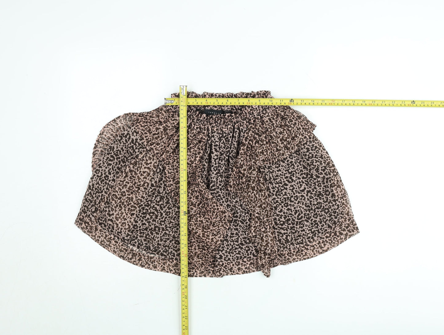 Topshop Petite Brown Animal Print Chiffon Mini Skirt UK 4