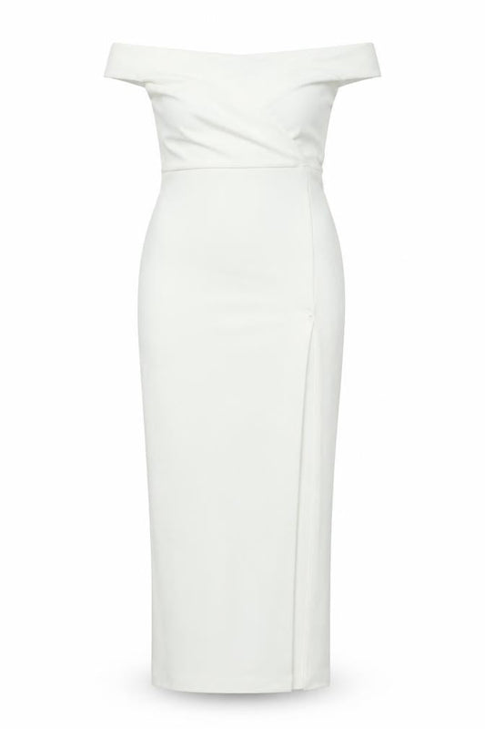 Boohoo Women White UK 8 One Shoulder Bodycon Midi Dress