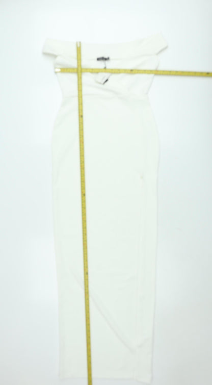Boohoo Women White UK 8 One Shoulder Bodycon Midi Dress