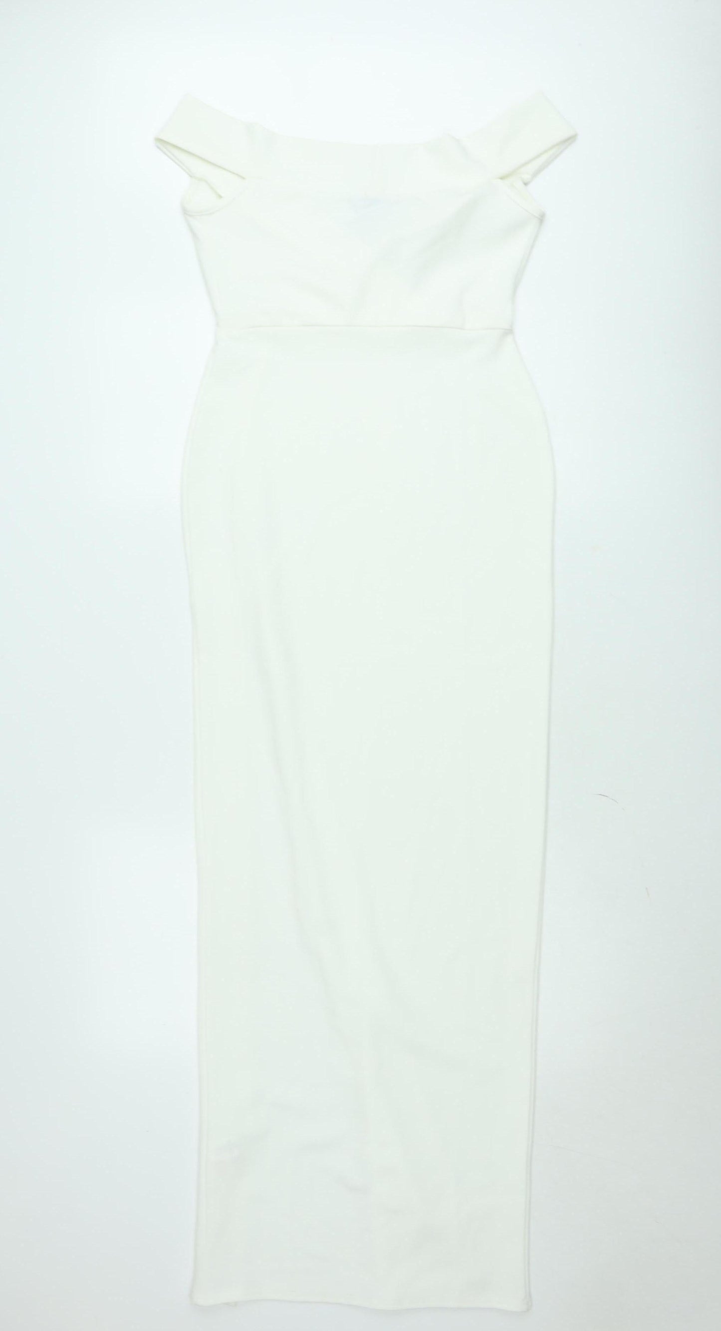 Boohoo Women White UK 8 One Shoulder Bodycon Midi Dress