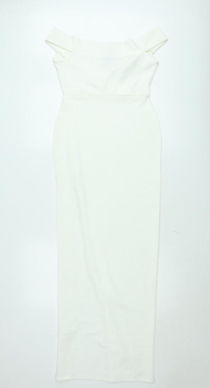 Boohoo Women White UK 8 One Shoulder Bodycon Midi Dress