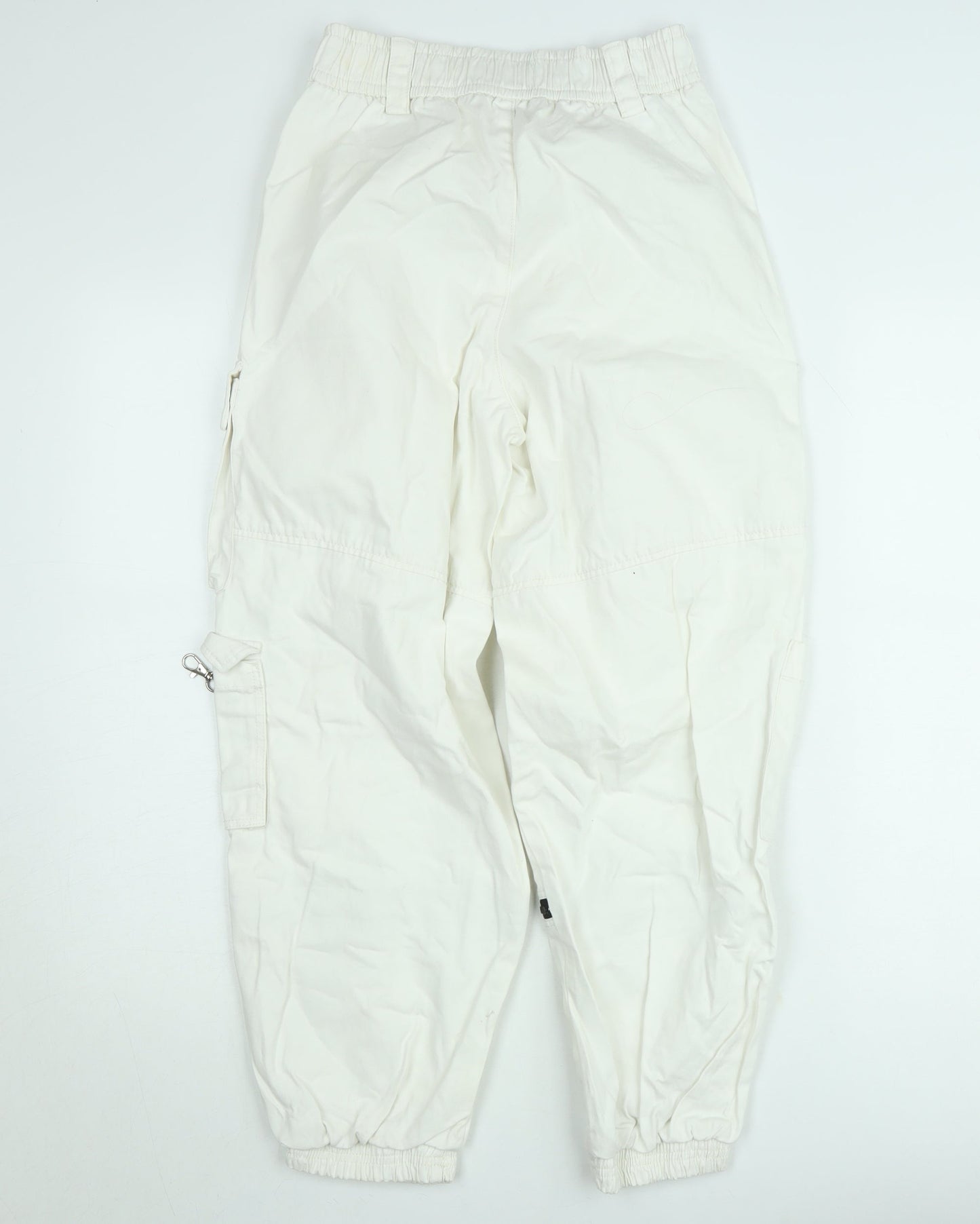 Bershka Womens White Cargo Trousers Size 8 Cotton Utility Style