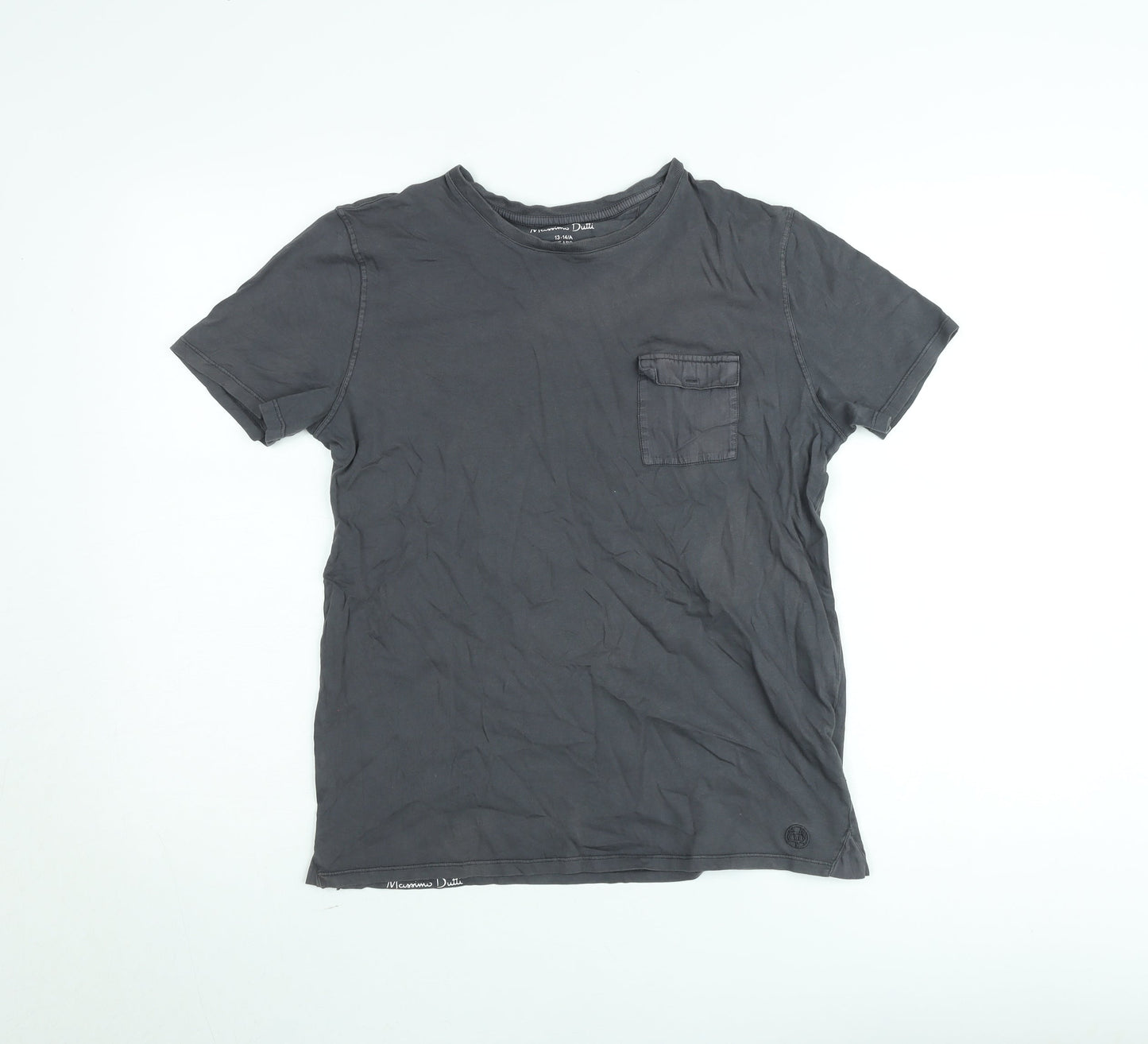 Massimo Dutti Teens Grey Cotton Crew Neck Short Sleeve T-Shirt 13-14 Years