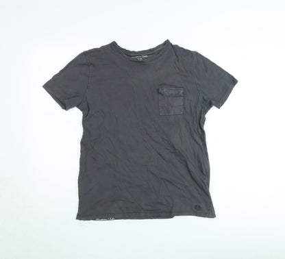 Massimo Dutti Teens Grey Cotton Crew Neck Short Sleeve T-Shirt 13-14 Years