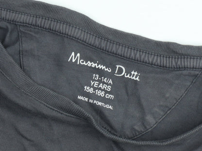 Massimo Dutti Teens Grey Cotton Crew Neck Short Sleeve T-Shirt 13-14 Years