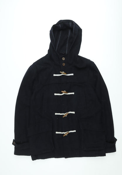Cedarwood State Women's Black Wool Duffle Coat Hooded Medium