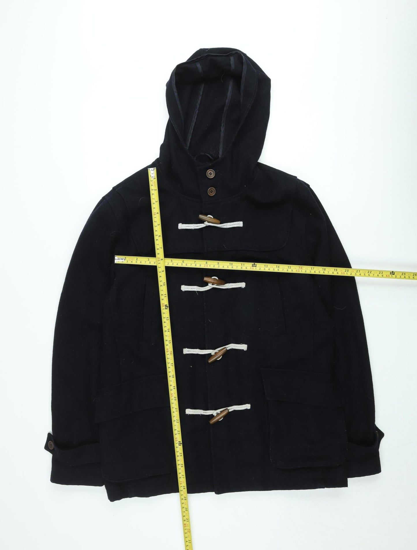 Cedarwood State Women's Black Wool Duffle Coat Hooded Medium
