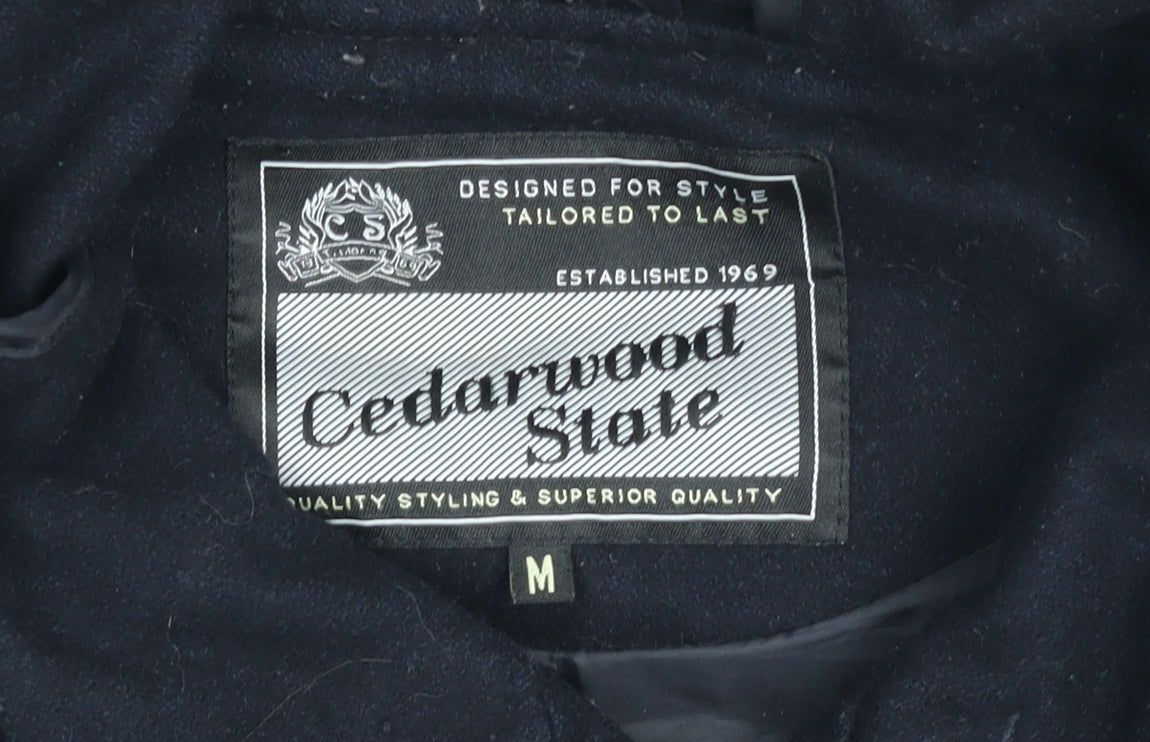 Cedarwood State Women's Black Wool Duffle Coat Hooded Medium