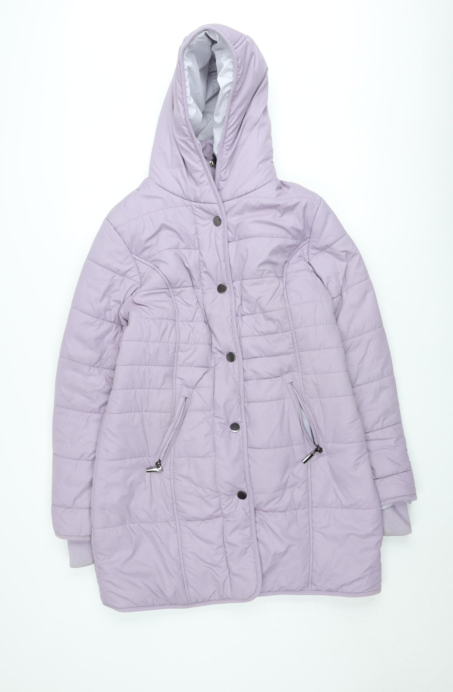 Cotton Traders Women Lilac Quilted Hooded Puffer Jacket Size 12