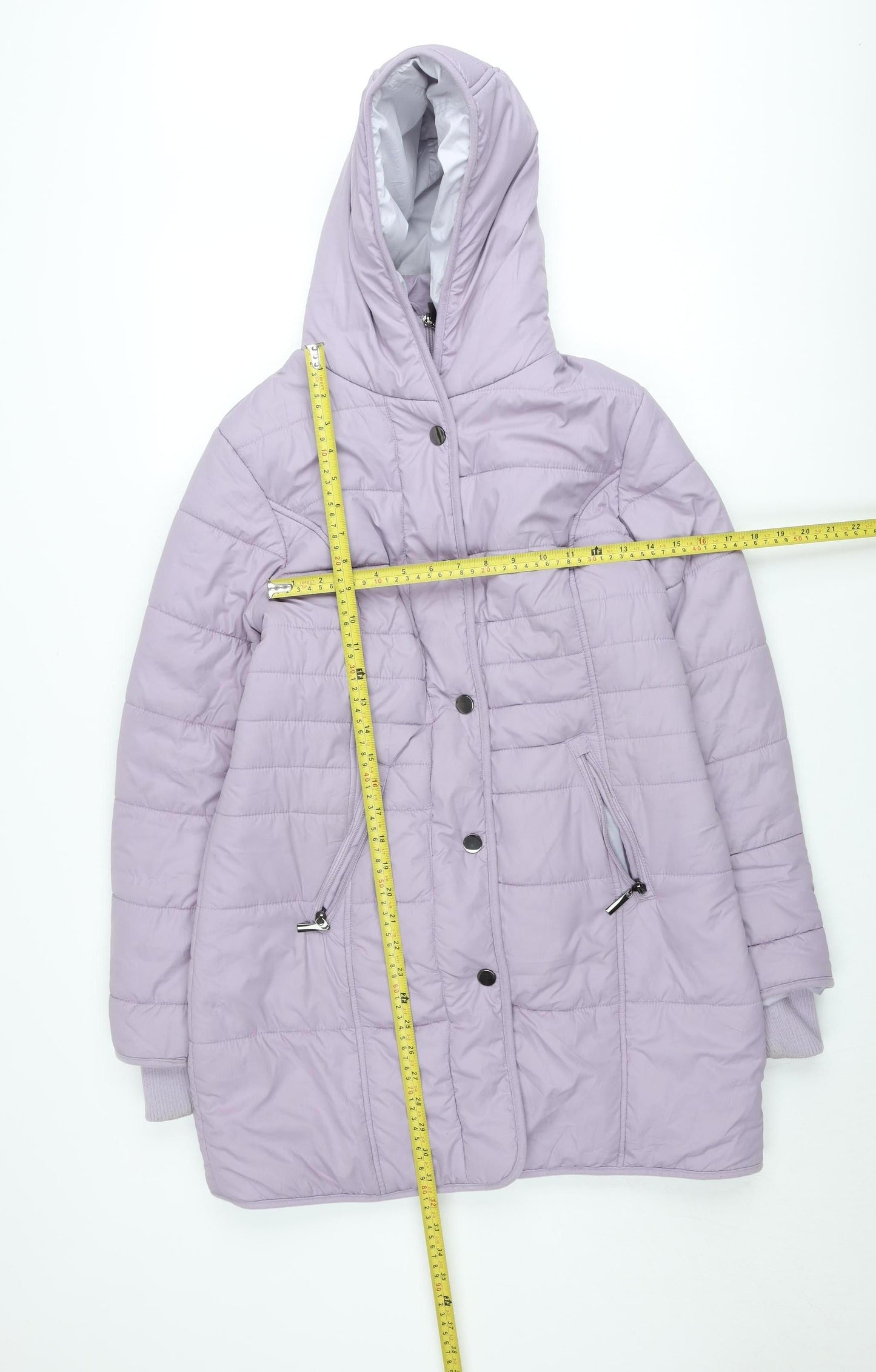 Cotton Traders Women Lilac Quilted Hooded Puffer Jacket Size 12