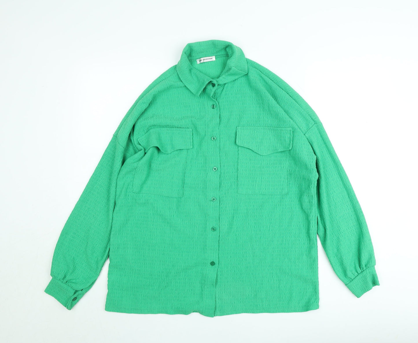 New Collection Women Green Button-Up Shirt Long Sleeve Size L