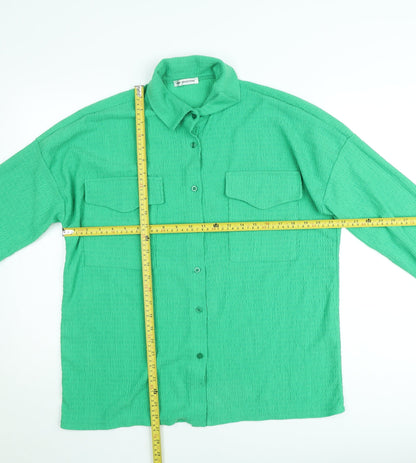 New Collection Women Green Button-Up Shirt Long Sleeve Size L