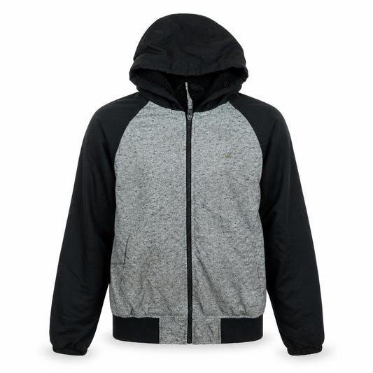 Hollister Men’s Grey Black Hooded Full Zip All-Weather Jacket Size S