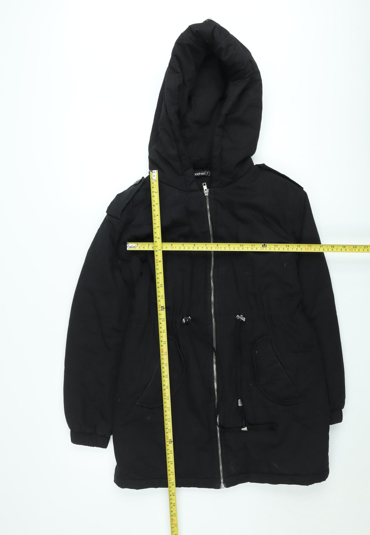 Boohoo Women’s Black Petite Size 8 Hooded Parka Jacket