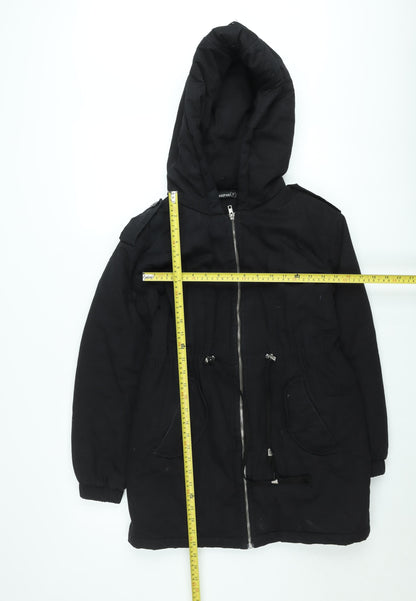 Boohoo Women’s Black Petite Size 8 Hooded Parka Jacket