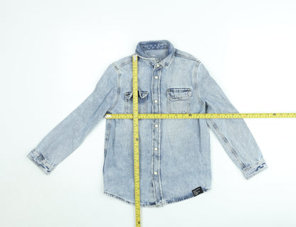 Marks and Spencer Girls Blue Denim Shirt Jacket 9-10 Years Long Sleeve