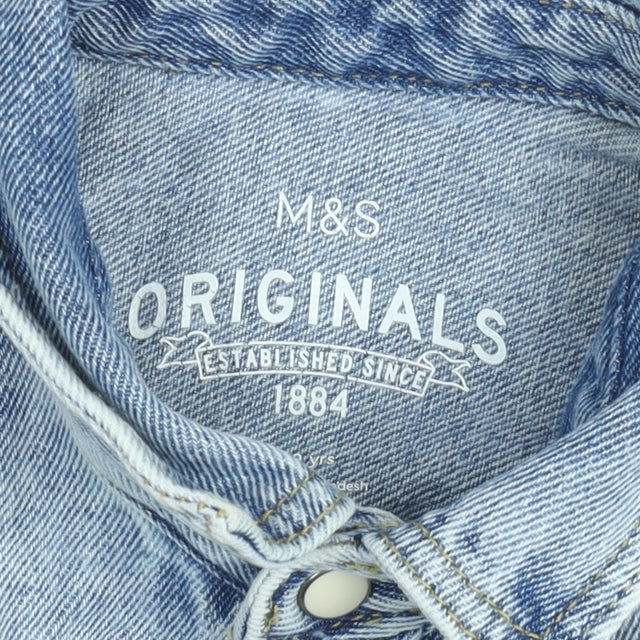 Marks and Spencer Girls Blue Denim Shirt Jacket 9-10 Years Long Sleeve