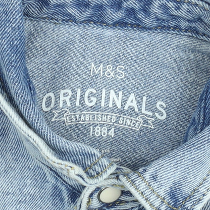 Marks and Spencer Girls Blue Denim Shirt Jacket 9-10 Years Long Sleeve